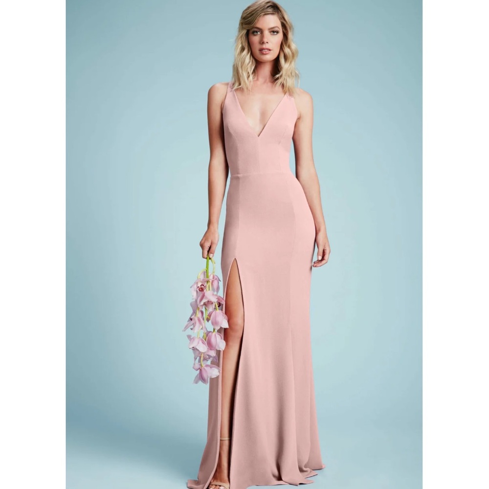 NWT! Dress The Population Iris gown in blush. Sz M